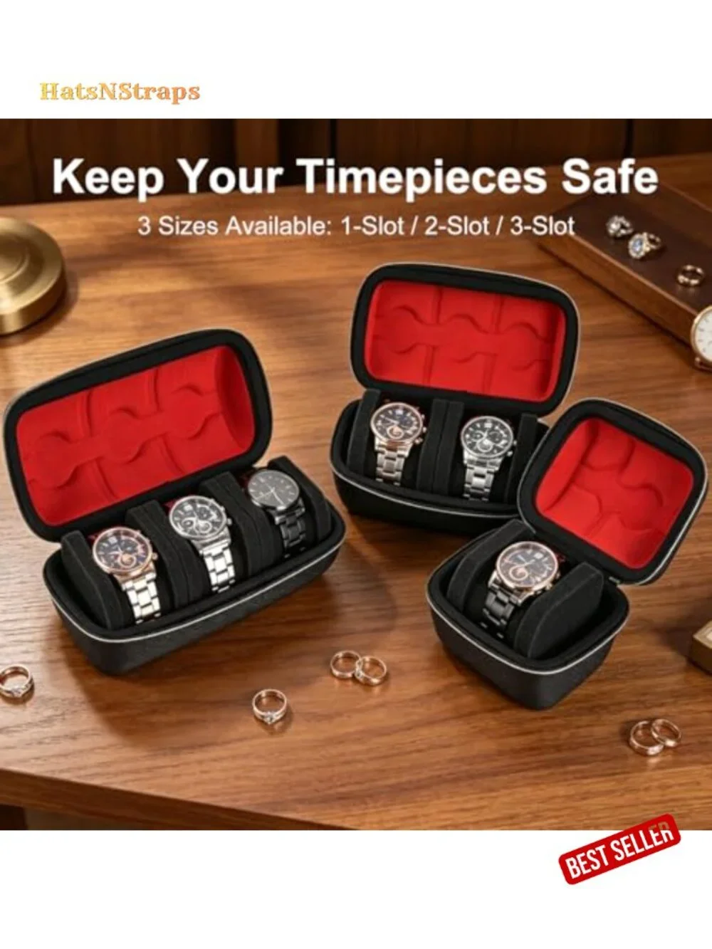 Hard Shell Watch Travel Case with Soft Interior & Pillow
